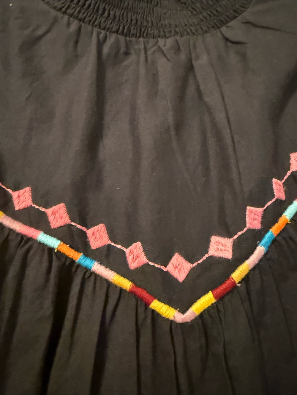 THML Black Puff Sleeve Top with Multicolor Embroidery - Picture 3 of 4